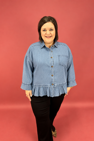 The Ruffle Run Chambray Shirt