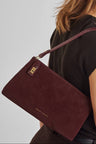 Orin Twist Lock Small Shoulder Cherry Suedette
